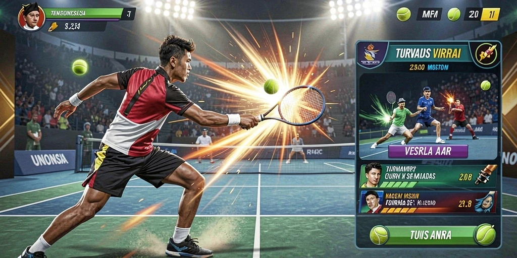 Pemandangan dunia game yang epik dan luas.