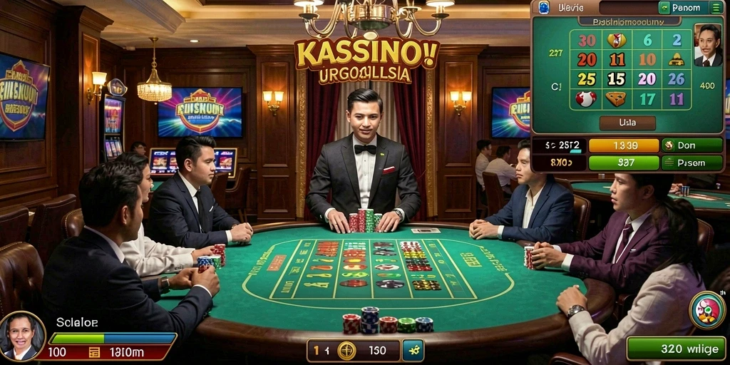 Gambaran karakter yang berinteraksi dengan NPC di kota.
